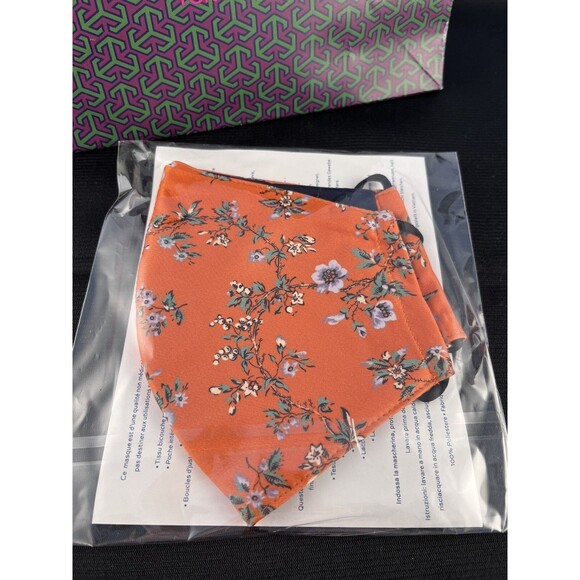 Tory Burch Face Mask New/Sealed Orange Floral - Picture 3 of 4